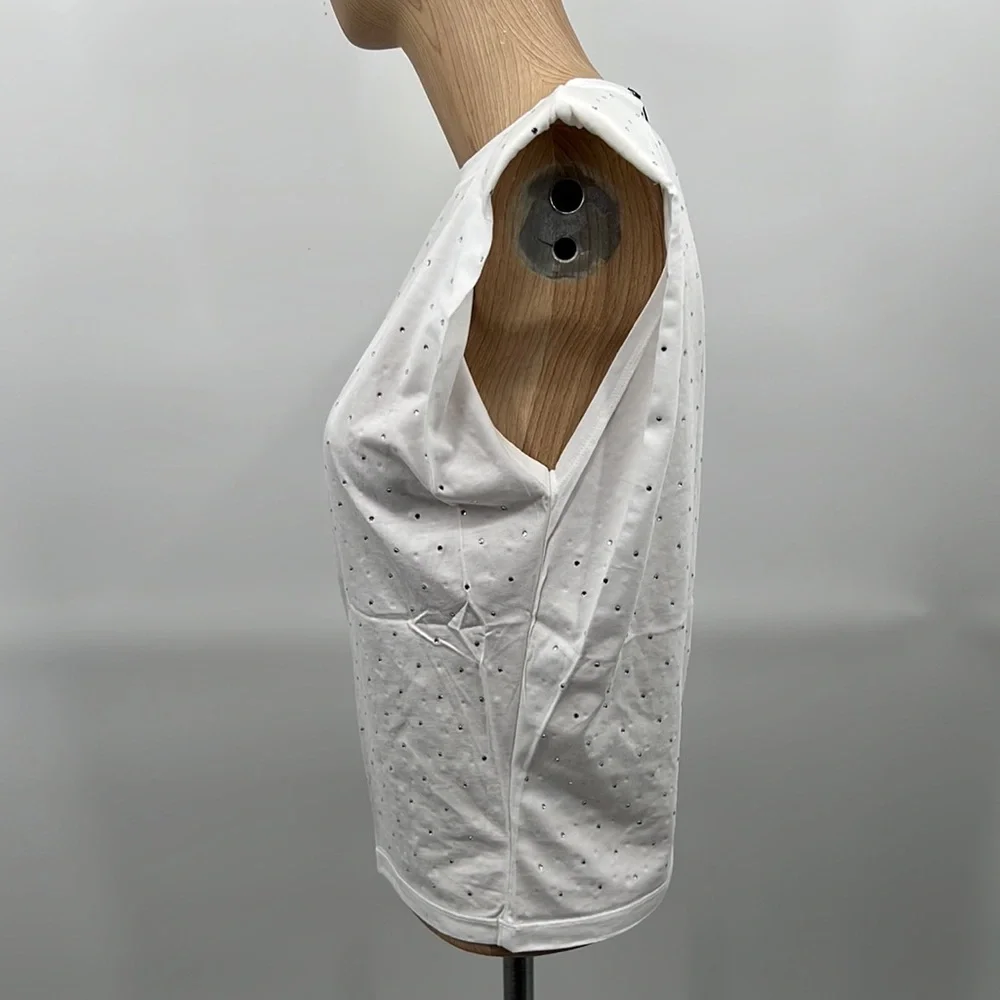 🆕Padded Shoulder Tee Generation Love Lex Crystal Sleeveless White Soft T-Shirt - Picture 14 of 16